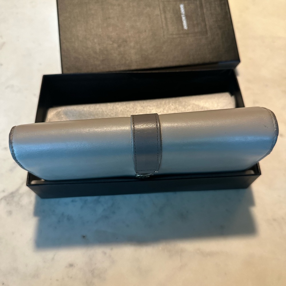 Saint Laurent Gray Wallet/Purse with Silver Accents + COA - Picture 6 of 10